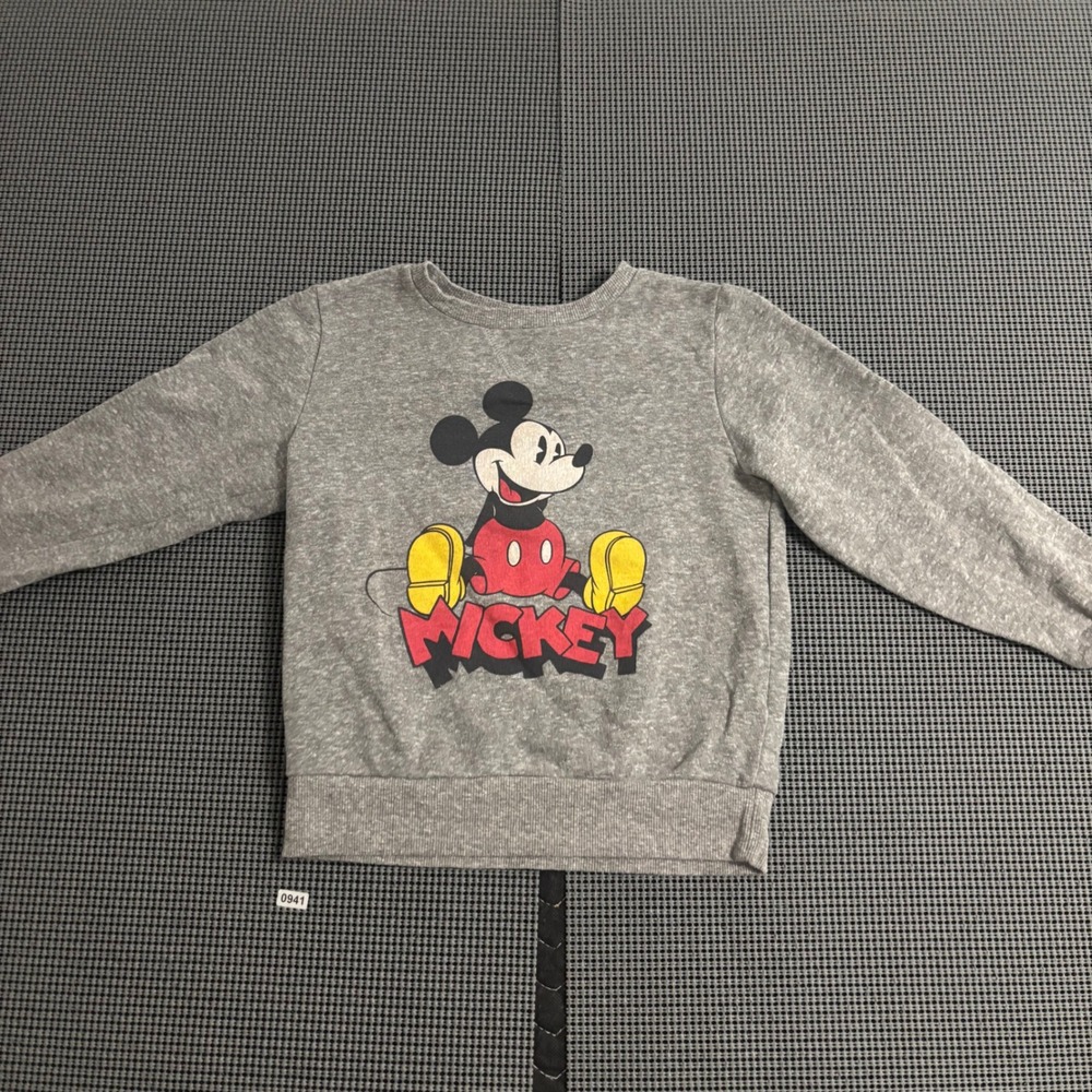 Disney Mickey Mouse Kids Heather Gray Graphic Pullover Sweatshirt Size 5T - Picture 1 of 4